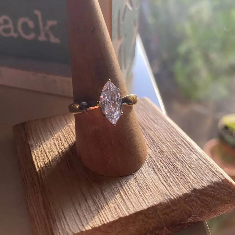 IP Gold Stainless Steel AAA Grade CZ Ring With Ion Plating
